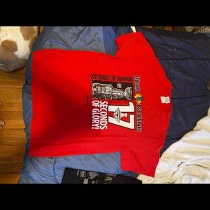 Red Reebok blackhawk Stanley cup champion shirt